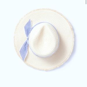 Evereve Chambray Fedora NWT. Measurements: 3" Wide Brim, adjustable sweatband